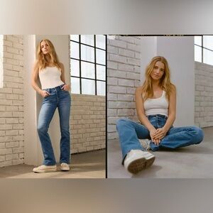 AMERICAN EAGLE OUTFITTERS Sz 10S Kick Boot Jeans Mid Rise Mid Wash NEW W/ TAGS